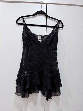 In Bloom by Jonquil coquette babydoll sheer floral lace  bows ruffle Lingerie XL